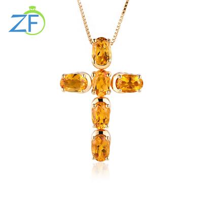 China Cute Design Shining Fine Jewelry 925 Sterling Silver Pendant Natural Citrine Gem Women Necklace for sale