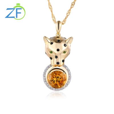 China CLASSIC High Quality Charm Unique 925 Sterling Silver Natural Citrins Animal Necklace Women Unisex for sale