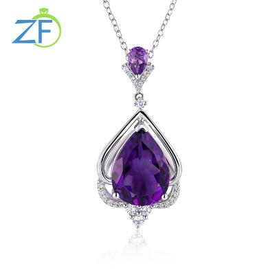 China New Arrival CLASSIC Natural Amethyst Gemstone Fashion Charm Necklace 925 Women Big Silver Necklace Jewelry for sale