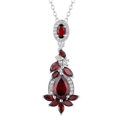 China Romantic Customize Jewelry Handmade Fine Natural Garnet Gemstone Pendant 925 Sterling Silver Pendant Necklace Women for sale