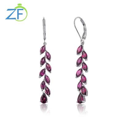 China Trendy Fashion Natural Rhodolite Popular Accessories Personalized Wheat Ears Women Jewelry Abstract Drop Earrings for sale