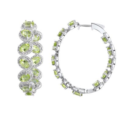 China Office/Career Newcomer Peridot Jewelry Women Fashion Natural Gemstone Earrings Good 925 Sterling Silver Circle Earrings for sale