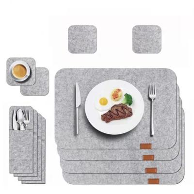 China Sustainable High Temperature Resistance Fashion Felt Place Mats Felt Dining Table Mats With Coaster for sale