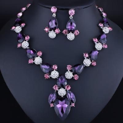 China CLASSIC High Quality Luxury Women Jewelry Set Teardrop XL218 Crystal Necklace Earrings Wedding Jewelry Set for sale