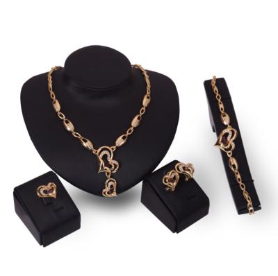 China Cute Wholesale Gold Alloy Style Heart Jewelry Set African Jewelry Set Fashion Jewelry Sets Necklace for sale