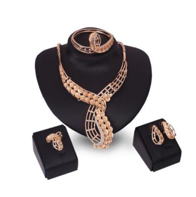 China Wholesale Gold Fashion Alloy Style Jewelry Set Fashion Leaf Jewelry Sets African Necklace Jewelry Set for sale