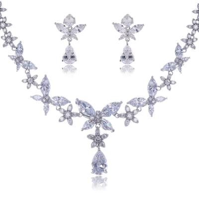 China CLASSIC High Quality Cubic Zirconia Butterfly Jewelry Set Cubic Zirconia Necklace Earrings Set Wedding Jewelry Set WNS0153 for sale