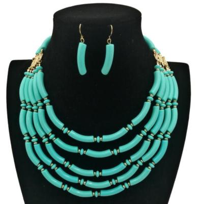 China TC8220 BOHEMIA Fashion Resin Jewelry Set High Quality Beads Necklace And Earrings Set Jewelry Set Wholesale for sale