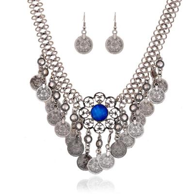 China ZQT417 Vintage Jewelry Set Trendy Fashion Necklace and Earrings Set Coin Jewelry Set Wholesale for sale