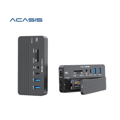 China Newly Developed Acasis Dropshipping 10-in-1 Charging+Data Transfer+Video Output Switchable USB C HUB with SSD Enclosure for Phone Laptop Mac for sale