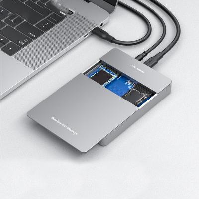 China M.2 Nvme Ngff Dual Bay Enclosure ACASIS Dual Bay M.2 Protocol SSD Case Support M2 NVME NGFF SATA SSD Disk For Key USB C 10Gbps hdd enclosure by PCIE M Key +B for sale