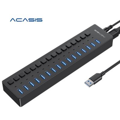 China PD Hub 3.0 + Data Transfer) ACASIS USB Splitter, 16 Port USB Data Hub with Individual On/Off Switches and Lights for Laptop, PC, Computer, Mobile HDD for sale