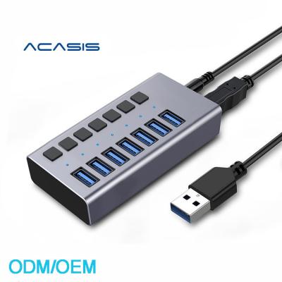 China Mobile Devices Computer Good Quality 7 Ports USB 3.0 Hub .desk with Individual Power Switches USB Computer Power Charger Switch for sale