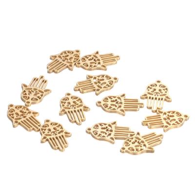 China Best Selling Trendy Fashion Stainless Steel 18k Gold Hamsa Hand Charms for sale