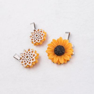 China 2020 FASHIONABLE Unique Handmade Charm Resin Sunflower Stainless Steel Springs for sale