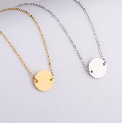 China Circle Round Necklace Personalized Stainless Steel Tiny High Polish 15mm Flat Round Circle Coin Necklace for sale