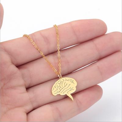 China FASHIONABLE Creative Unique Gold Stainless Steel Brain Hollow Necklace for sale