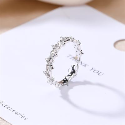 China AR0009 Fashion Ring 925 Sterling Silver CLASSIC Finger Rings Wreath with Diamond For Women Wedding Anniversary Jewelry for sale