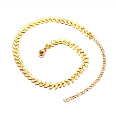 China New FASHIONABLE Elegant Ladies Stainless Steel 18k Gold Fish Bone Choker Gold Necklace for sale