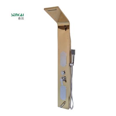 China With Slide Bar Gold Wall Mounted High Pressure Shower Panel Steam Massage Outlet Factory Supply for sale