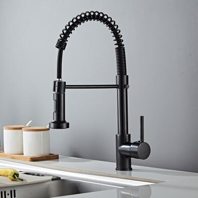 China High Quality Matte Black Thermostatic Faucets Kitchen Faucet With Sprayer Single Handle Brass Commercial Pull Out Sprayer Kitchen Faucet for sale