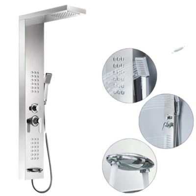 China Without Slide Bar Nickel Gold Brushed Shower Panel Column Towers Stainless Steel Wall Mount Shower Panel For Bathroom Massage Shower Column for sale