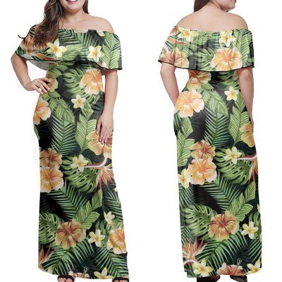 China Lady Sexy Elegant Floral Layered Fashion Breathable Ruffle Off The Shoulder Dress Plus Size Maxi Casual Dresses for sale