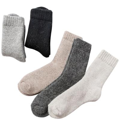 China Low Price Breathable College Style Super Thick Warm Pure Color Over Calf Wool Socks In Winter for sale