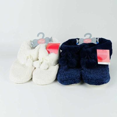 China Lightweight Comfortable Warm Chenille Soft PV Shear Lining With Pompom TPR Slips Sole Shoes Indoor Boots For Women for sale