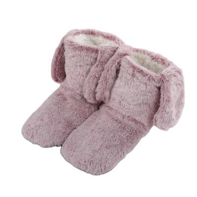 China New Fashion Breathable Warm 3D Rabbit Ear Furry Anti Slip Indoor Boots For Winter for sale