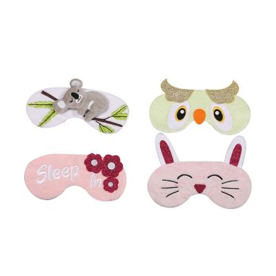 China Wholesale Polyester Super Cute Animal 3D Embroidery Soft Fur Velvet Sleeping Eye Mask For Women for sale