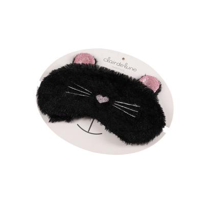 China High Quality Dark Fleece Cute Animal 3D Design Dark PV Circles Soft Fur Sleeping Eye Mask For Kids for sale