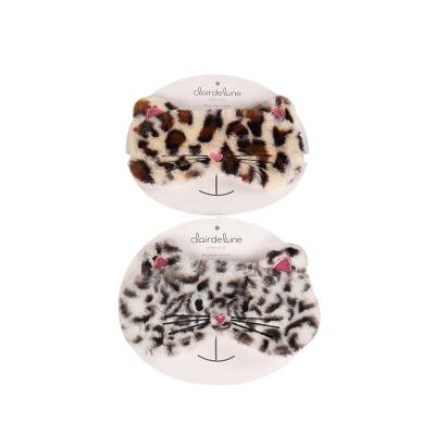 China Good Quality Faux Fur Plush Fleece Leopard Fur Soft Sleeping Eye Mask For Woman And Girls for sale