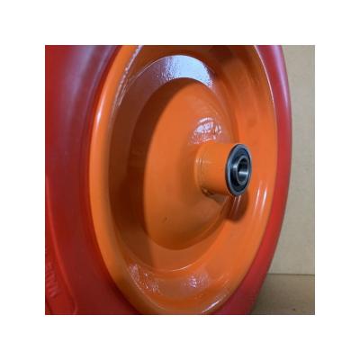 China swivel & PU Foam Rigid Wheel 3.25-8 Steel Rim Foam Rubber Wheel For Wheelbarrow for sale