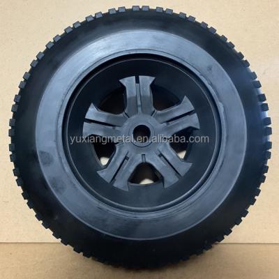 China 10 Inch Semi-pneumatic Semi-pneumatic Rubber Wheel Tubeless Tires With Steel Rim for sale