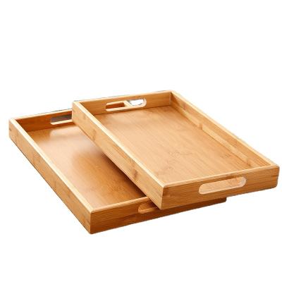 China Factory Tech Best Sustainable Handmade Rectangle Rattans Decor Storage Bamboo Serving Tray for sale