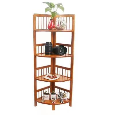 China Sustainable Economic Custom Design Bamboo Corner Shelf Kitchen Triangle Storage Rack for sale