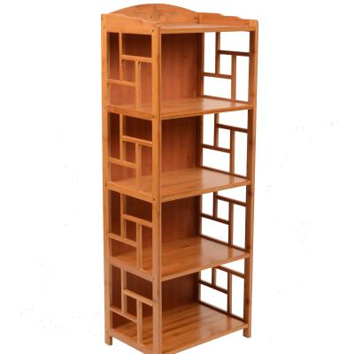 China Sustainable Durable Using Low Price Bamboo Four Layer Storage Office Living Room Bookcase for sale