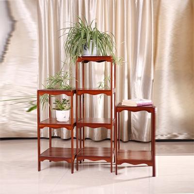 China China Sustainable Professional Manufacture Two Layer Storage Bamboo Flower Display Rack for sale