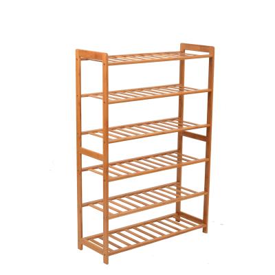 China Factory Supply Good Price Sustainable Bamboo Six Layer Home Storage Shoe Racks for sale