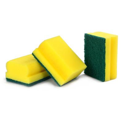 China Durable Handle Form Heavy Duty Dishwashing Sponge Scourer With Polyester Fiber Pad for sale