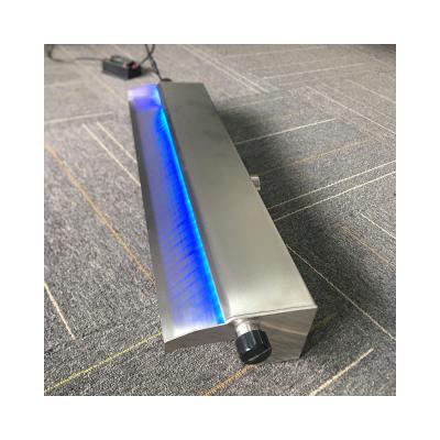 China 2021 New LED Water Flow Stainless Steel Weir Waterfall for Pool and Pond Garden for sale