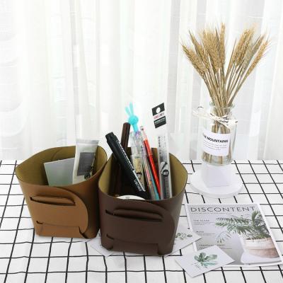 China Felt Viable Organizing Basket, Felt Foldable Desktop Storage Convenient Storage Box For Office for sale