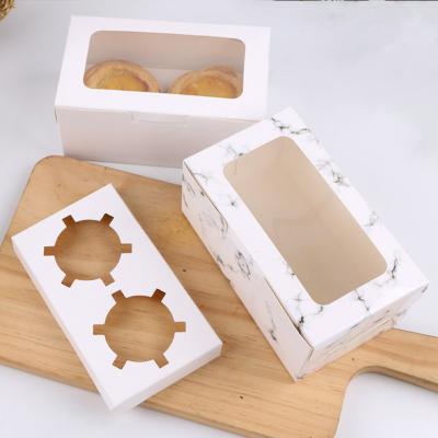 China Recycled Materials Cupcake Boxes Containers Packaging Clear Dessert Cake Boxes Kraft Paper Lid For Food NO Handle Files HL-CB-03 Hualong Accept for sale