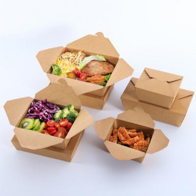 China Recycled Materials Recyclable Lunch Box Take Out Food Containers Brown Kraft Paper Outlet Boxes Paper Box for sale