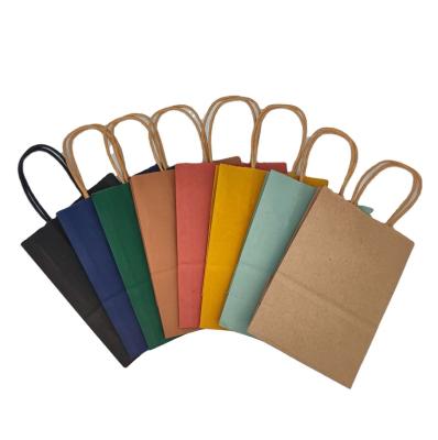 China Custom Recycled Materials Take Away Fast Food Recyclable Flat Paper Bags Kraft Vending Bag Hand Length Handle 1 Color Color-4 for sale