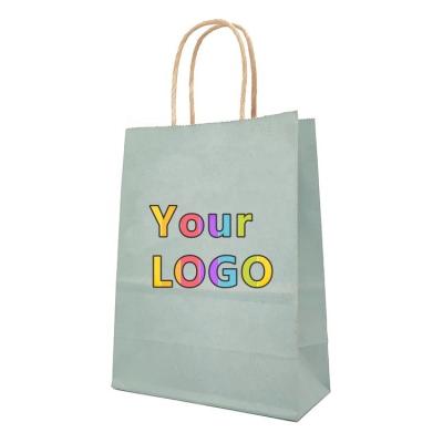 China Recycled Materials Kraft Paper Bag Customized Packaging Paper Bags Brown Takeaway Food Round Handle And Flat Handle Hand Length Handle Accept for sale