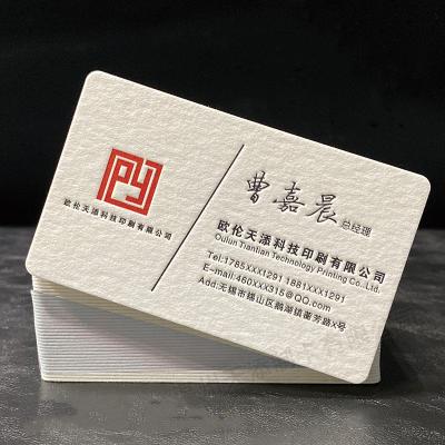 China Business Personalized Printed Elegant Silver Gold Foil Embossed Letterpress Cotton Paper Thicken Business Card for sale