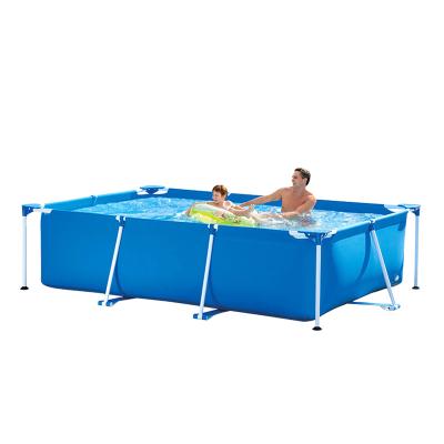 China 28272 PVC Easy Set Rectangular Metal Frame Over Ground Large Family Outdoor Inflatable Swimming Pool for sale