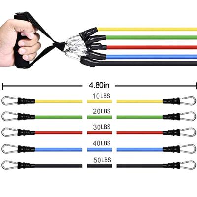 China Hot Selling Home Exercise Gym Fitness 11PCS Band Workout Bands Strength Training Resistance Band Set With Handles for sale